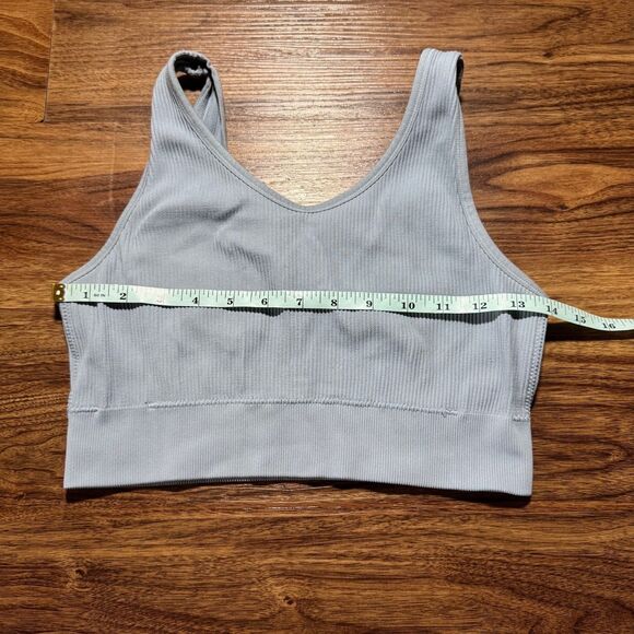 Aerie Ribbed Sports Bra Womens Size XL Light Blue Most Support Sweat Cardio Yoga - Picture 3 of 6
